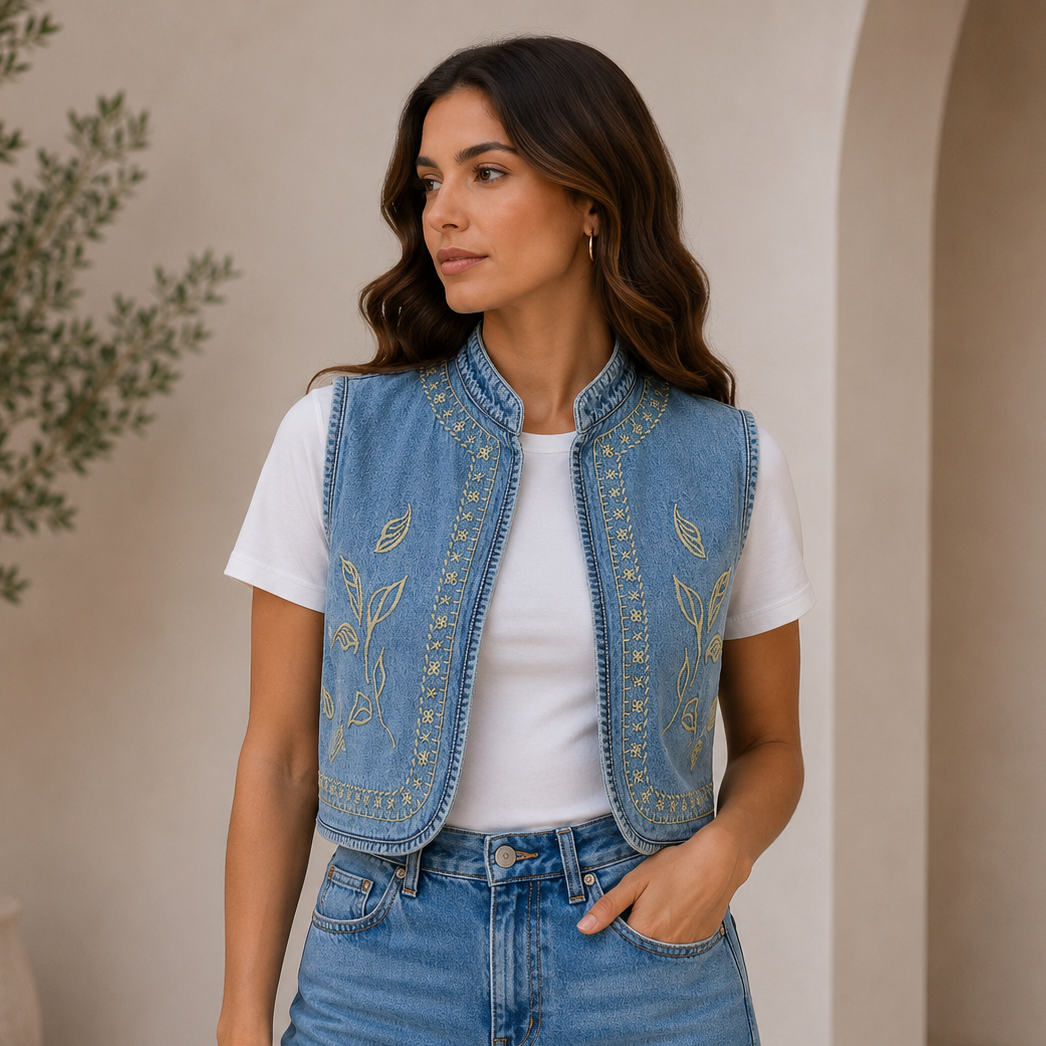 Chaleco Denim Bordado DANK