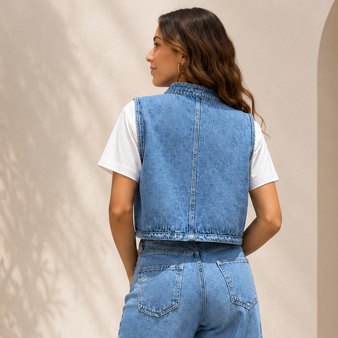 Chaleco Denim Bordado DANK
