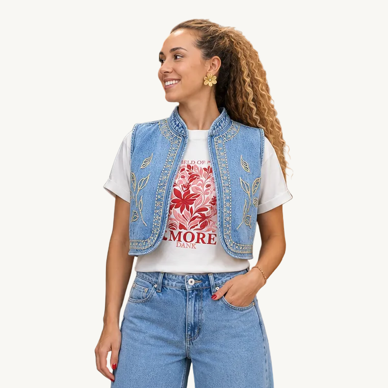 Chaleco Denim Bordado DANK