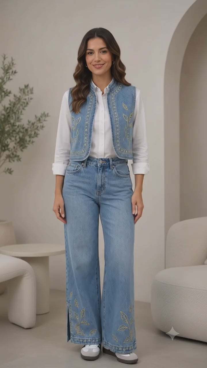 Chaleco Denim Bordado DANK